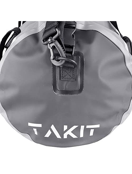Takit Waterproof Duffle Bag Travel Dry Bag 80L Roll Top 500D PVC for Motorcycle Tail Kayaking Rafting Boating Swimming Camping Hiking Beach Fishing(80L, White)