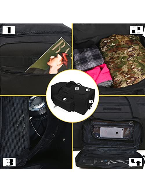 Greencity Large Capacity Wheels Rolling Deployment Wheeled Duffel Bag Military Suitcase Heavy-Duty Tactical Bag with Detachable Pouch 32 Inch