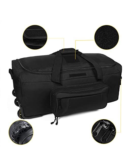 Greencity Large Capacity Wheels Rolling Deployment Wheeled Duffel Bag Military Suitcase Heavy-Duty Tactical Bag with Detachable Pouch 32 Inch