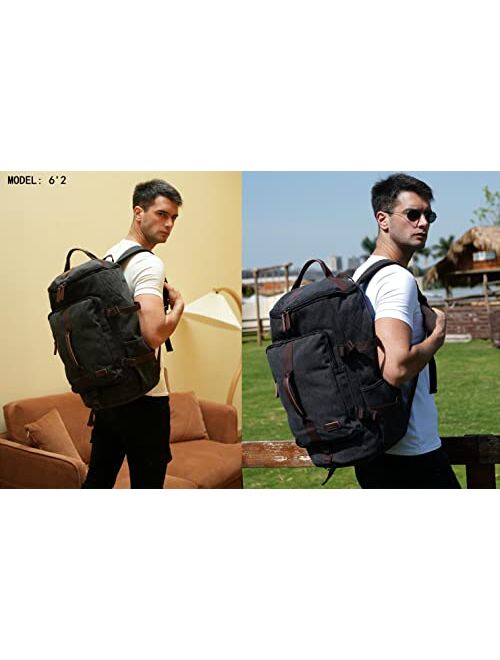 Baosha Canvas Weekender Travel Duffel Backpack Hybrid Hiking Rucksack Laptop Backpack for Outdoor Sports Gym HB-26