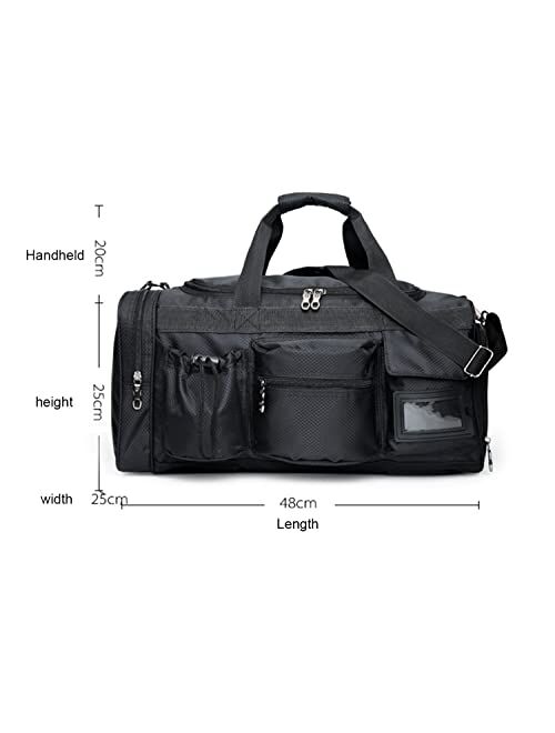 Sharemee Gym Duffle Luggage Bags, Black Waterproof Sports Tote Gym Bag with Shoes, for Man Women travel Compartment Overnight Shoulder Bag
