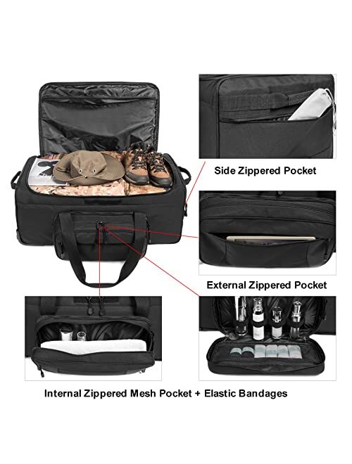 Mountain Land 117 Liter 32 Inch Tactical camouflage Wheeled Deployment Trolley Duffel Bags Multicam Multi Cam One Size
