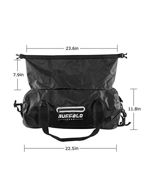 Buffalo Gear Drybag 40L 60L 80L Waterproof Duffle Travel Duffel Dry Bag Heavy Duty Bag for Kayaking, Rafting, Boating, Fishing,Camping (Orange, 80L)