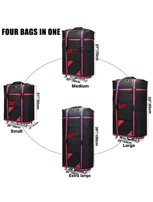 ELDA Expandable Foldable Suitcase Luggage Rolling Duffel Bag for Men Women Travel Bags Suitcases with Universal Wheels Large Capacity Lightweight Luggages