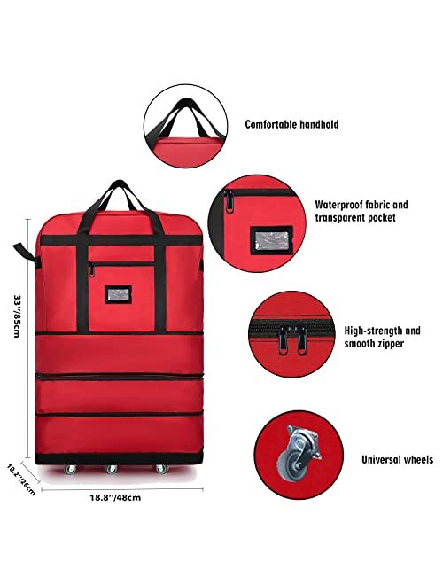 ELDA Expandable Foldable Suitcase Luggage with Universal Wheels Rolling Travel Bag Duffel Bag for Men Women Large Capacity Lightweight Luggages