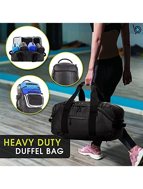 Bago Waterproof Duffel Bag Backpack For Men & Women - 3 Way Duffel Backpack for Travel Camping Gear & Sports - Heavy Duty Travel Duffle Bag Backpack With Straps - Travel 