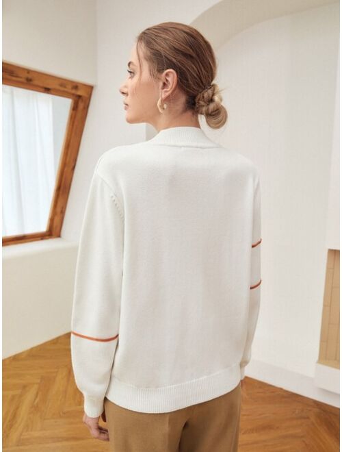 MOTF Premium Wool-mix Contrast Binding Sweater