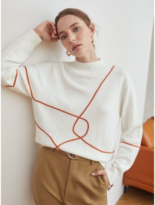 MOTF Premium Wool-mix Contrast Binding Sweater