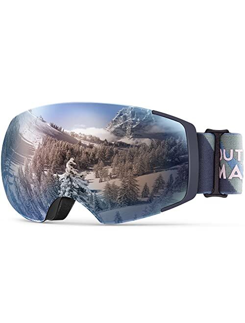 OutdoorMaster Ski Goggles Horizon - Snowboard Goggles with Ultra View, Frameless, Interchangeable Magnetic Lens