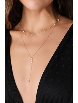 Alluring Sparkles 14KT Gold Rhinestone Layered Necklace