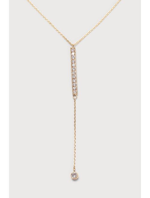 Lulus Alluring Sparkles 14KT Gold Rhinestone Layered Necklace