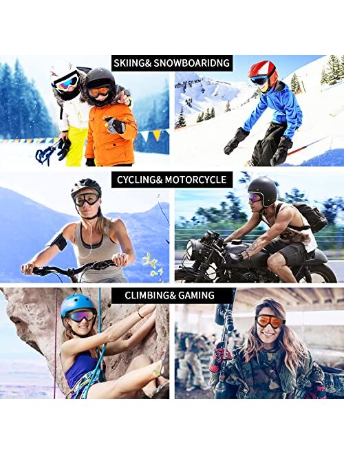 COOLOO Ski Goggles, Snow Snowboard Goggles for Men Women Kids - UV Protection Foam Anti-Scratch Dustproof