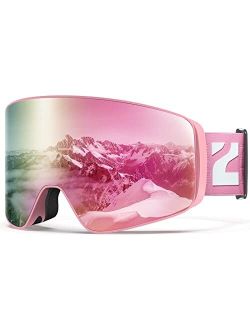 Ski Goggles, X12 100% OTG Snow Goggles Detachable Lens for Men Women Adult