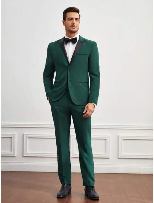 SHEIN Men Contrast Collar Blazer & Pants Suit Set