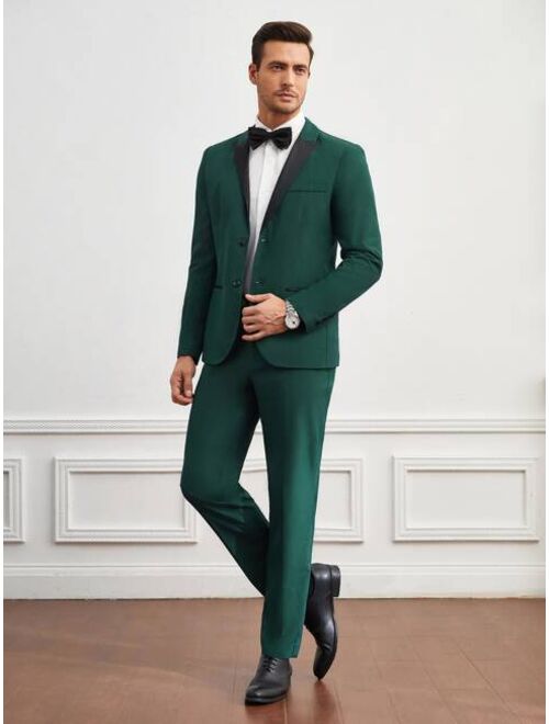 SHEIN Men Contrast Collar Blazer & Pants Suit Set