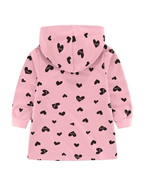 BOMDEALS Valentines Day Toddler Girls Hoodies Sweatshirt - Child Allover Heart Sweater Long Kangaroo Pocket Jumper Sweatsuit