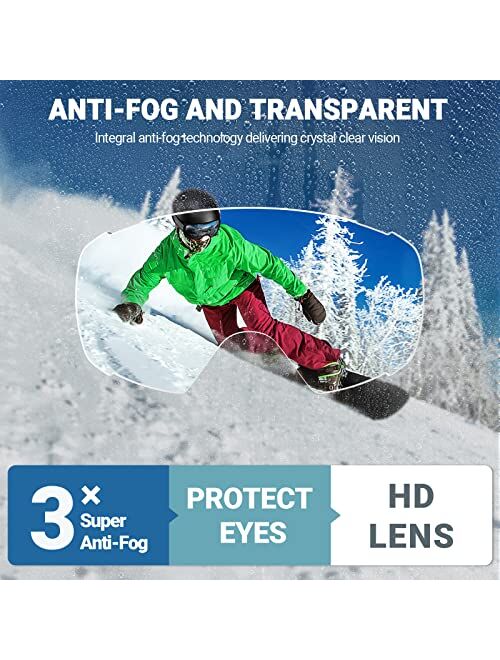 OutdoorMaster Ski Goggles with Cover Snowboard Snow Goggles OTG Anti-Fog for Men Women