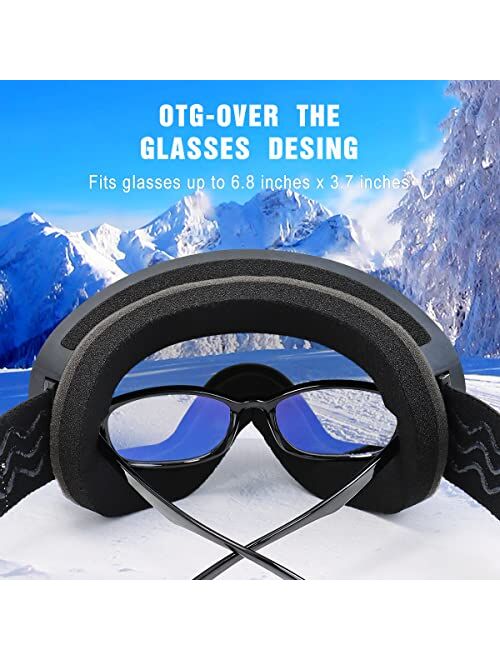 Henoty Ski Goggles, Snowboard Goggles for Men Women Youth 100% UV Protection, Foam Anti-Scratch Dustproof (Frameless)