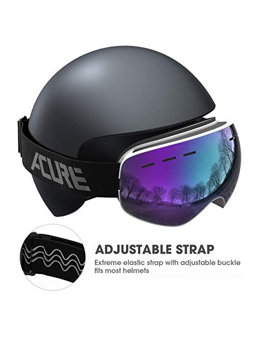 ACURE Ski Goggles, Snow Snowboard Goggles Anti Fog UV400 Protection for Men Women Kids