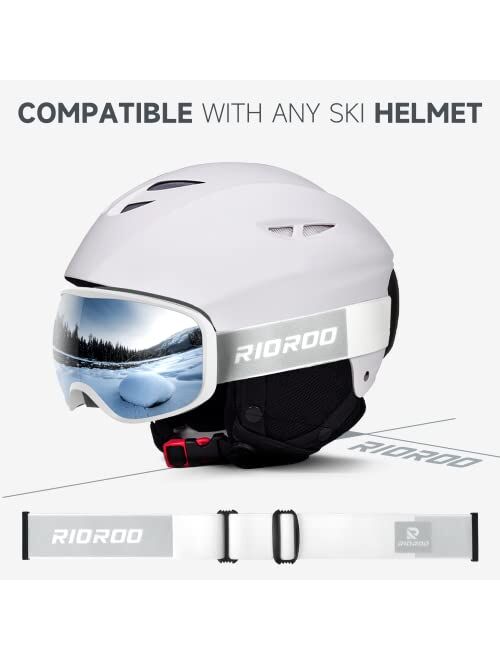 RIOROO Ski Goggles Snowboard Goggles for Men Women Adults Youth,Over Glasses OTG/100% UV Protection/Anti-fog/Wide Vision