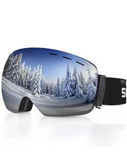 SHUOLIYAN Ski Goggles Snowboard Goggles Double Layer Lens Removable Lens UV400 Anti-Fog Men Women Adults Snow Skiing Skating