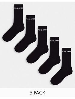 5-pack logo sport socks in black