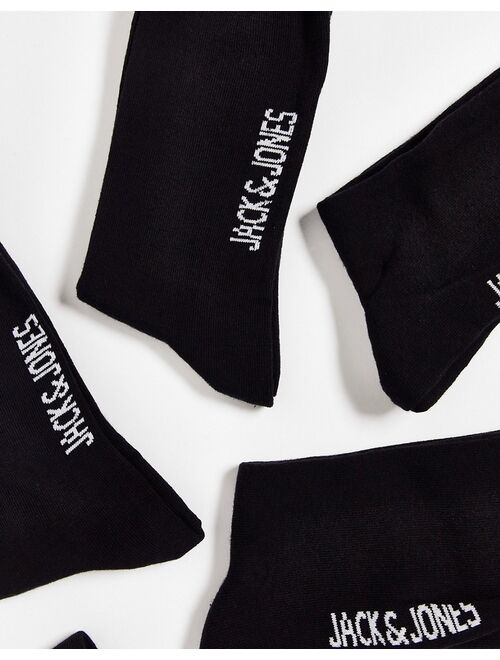 Jack & Jones 5-pack logo sport socks in black