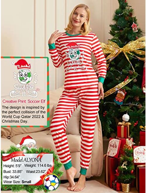 YIDON Christmas Pajamas for Family,Christmas Pjs Matching Sets,Striped Jammies Xmas Pijamas Sleepwear for Women/Men/Kids