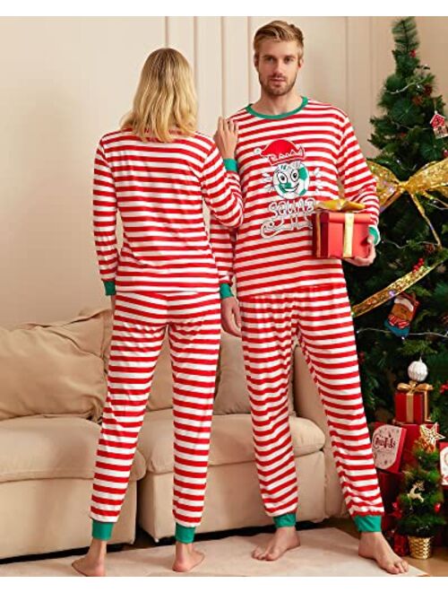 YIDON Christmas Pajamas for Family,Christmas Pjs Matching Sets,Striped Jammies Xmas Pijamas Sleepwear for Women/Men/Kids