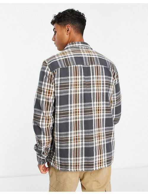 Only & Sons flannel overshirt in gray check