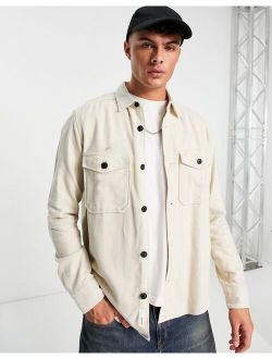 overshirt with double pockets in beige