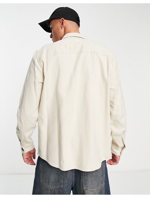 Only & Sons overshirt with double pockets in beige