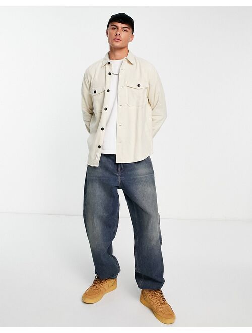 Only & Sons overshirt with double pockets in beige