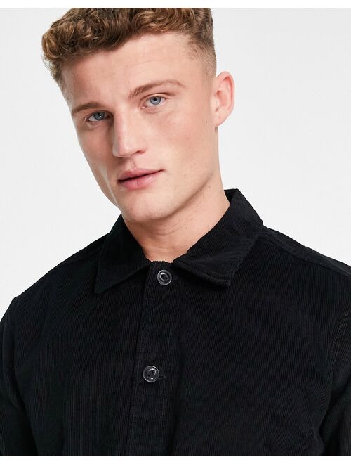 Only & Sons cord overshirt in black