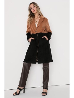 Big City Style Brown and Black Color Block Coat