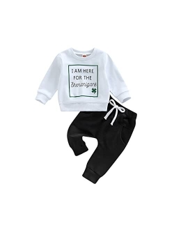Allshope Toddler Baby Boy Clothes Set Solid Color Long Sleeve Crewneck Sweatshirt Top Casual Pants Set 2PCS Fall Winter Outfits