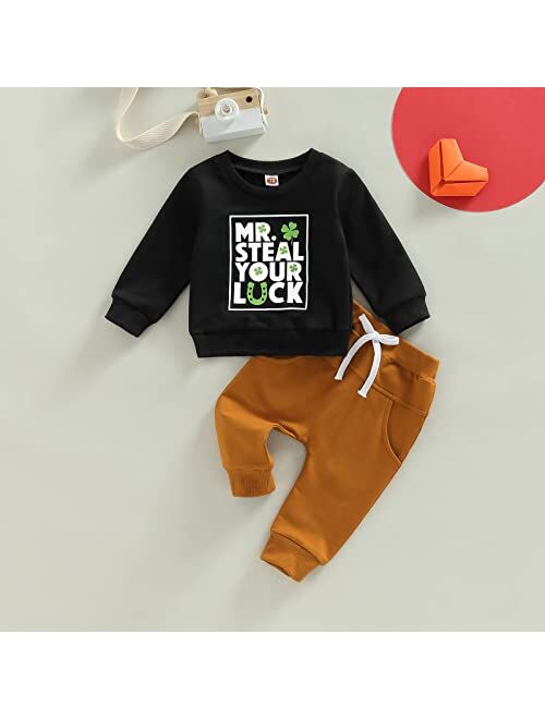 Allshope Toddler Baby Boy Clothes Set Solid Color Long Sleeve Crewneck Sweatshirt Top Casual Pants Set 2PCS Fall Winter Outfits