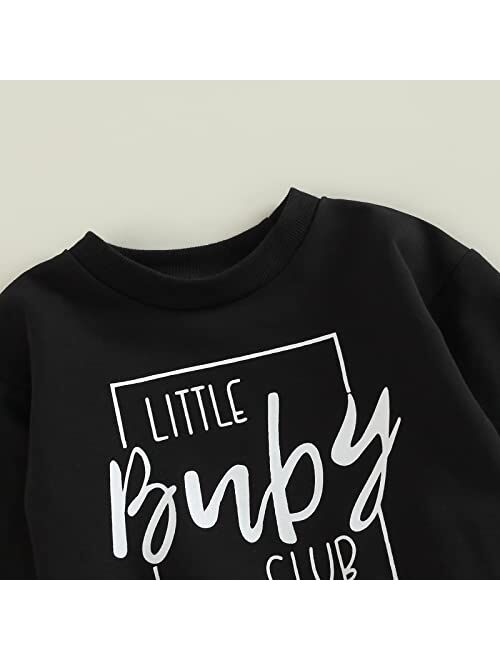 Allshope Infant Baby Boy Girl Clothes Set Long Sleeve Letter Print Crewneck Sweatshirt with Drawstring Pants Fall/Winter Outfits