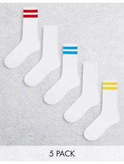 5 pack crew sock with contrast color