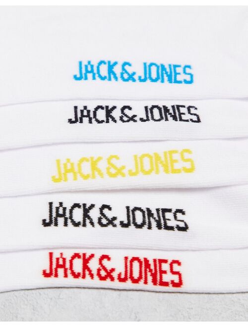 Jack & Jones 5 pack crew sock with contrast color