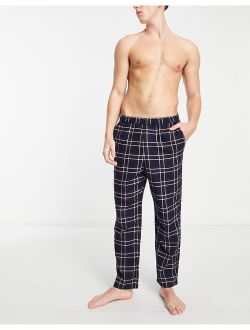 flannel check pajama bottom in navy & burgundy check