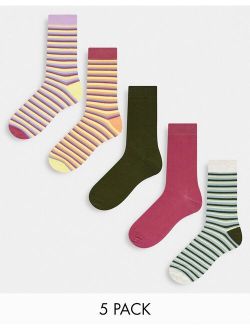 5 pack socks in stripe