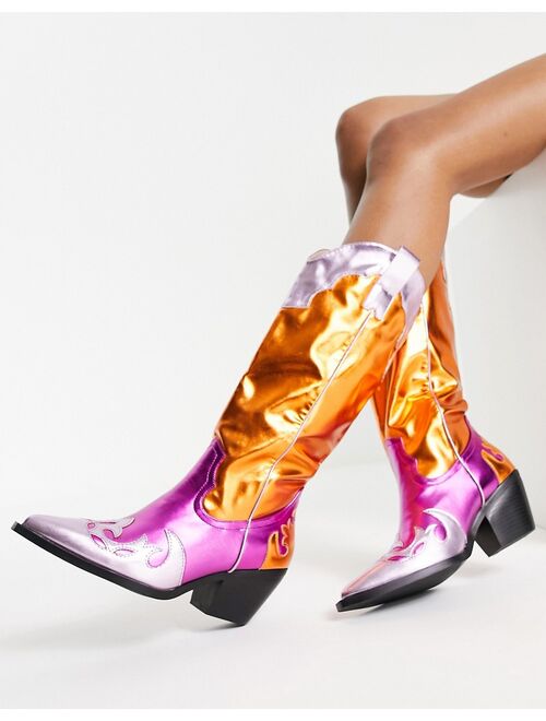 Azalea Wang Hendrix western boots in multicolor metallic