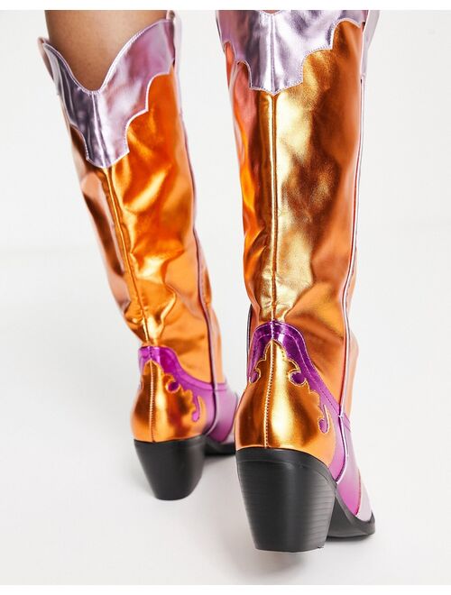Azalea Wang Hendrix western boots in multicolor metallic