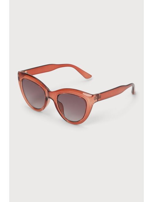 Lulus Cruisin' Through Transparent Brown Cat-Eye Sunglasses