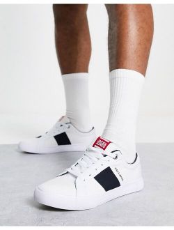 side stripe logo sneakers in white