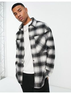 check shacket in gray