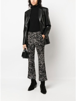 tiger-print flared trousers