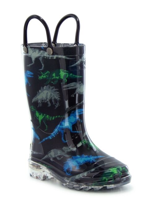 Western Chief Toddler, Little Boy's and Big Boy's Dinosaur Lighted Rain Boots