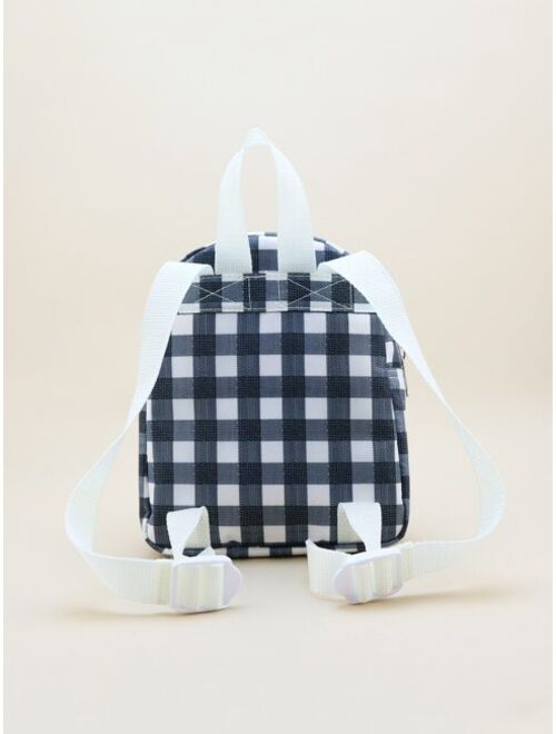 Shein UECareWithLove Bags Girls Gingham Pattern Bow & Cartoon Ear Decor Backpack
